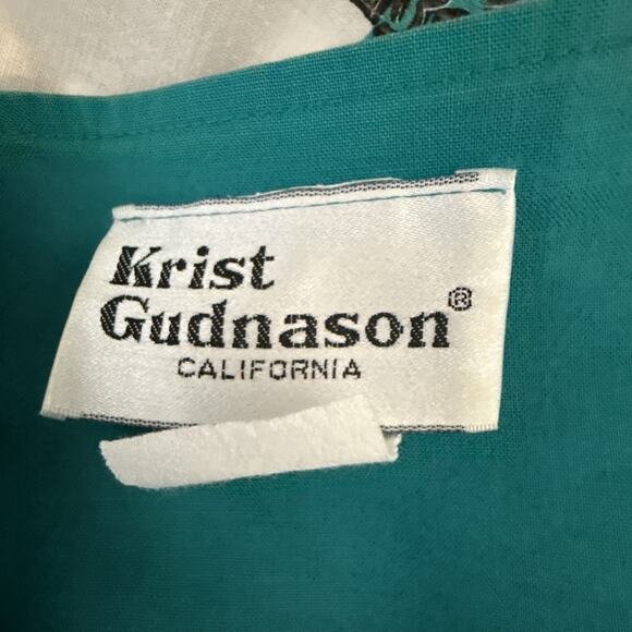 Krist Gudnason Vintage Midi Lounge Caftan Patchwork Dress Size L Pockets MuuMuu - Picture 8 of 9